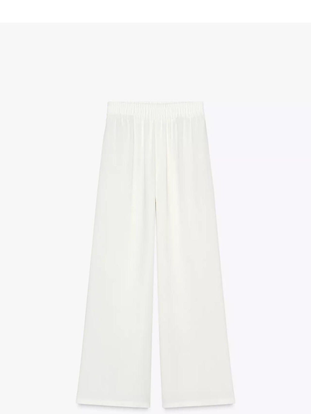 Zara White Wide-Leg Elastic Waist Pants
